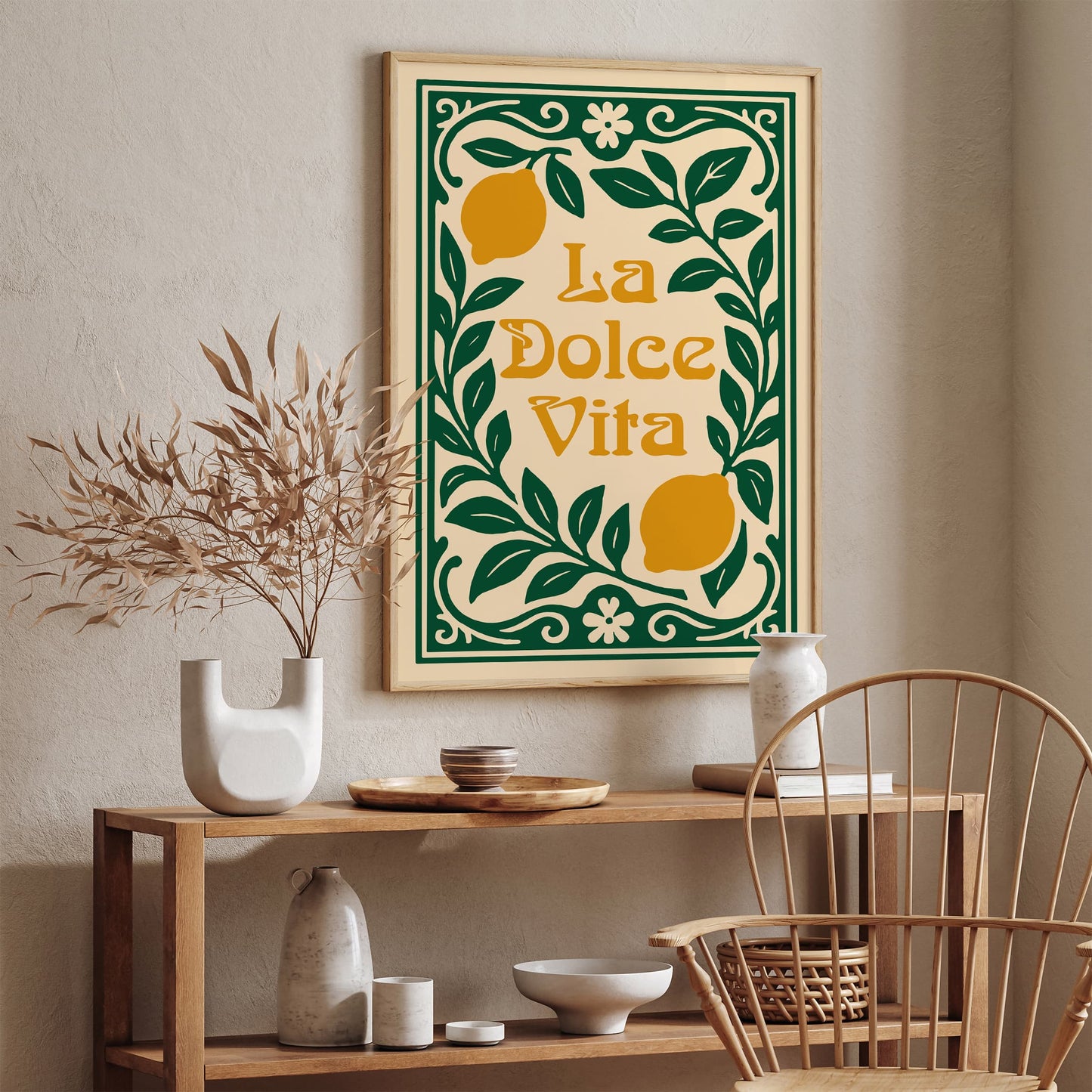 La Dolce Vita Quote Print - Yellow Lemons Wall Art