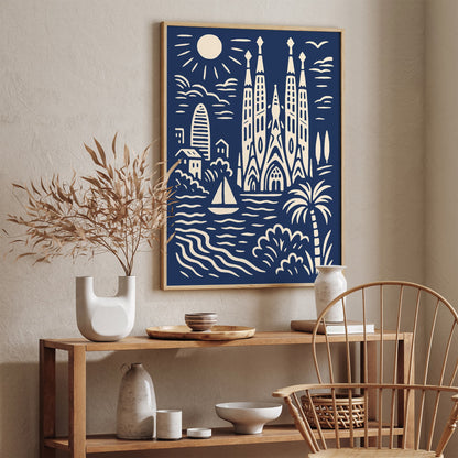 Barcelona Poster - Modern Cityscape Travel Wall Art