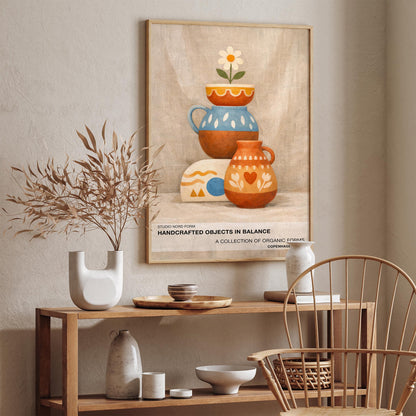 Scandinavian Folk Art Poster - Nordic Ceramic Still Life Print