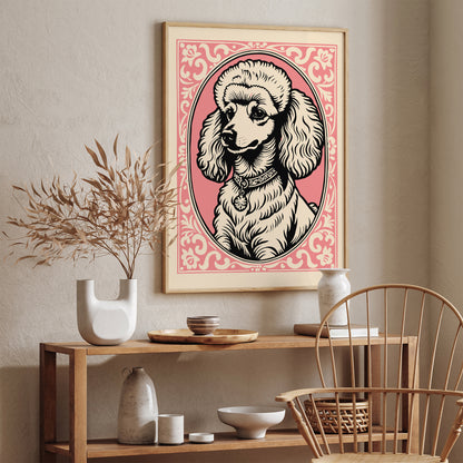 Rococo Style Pink Poodle Dog Poster