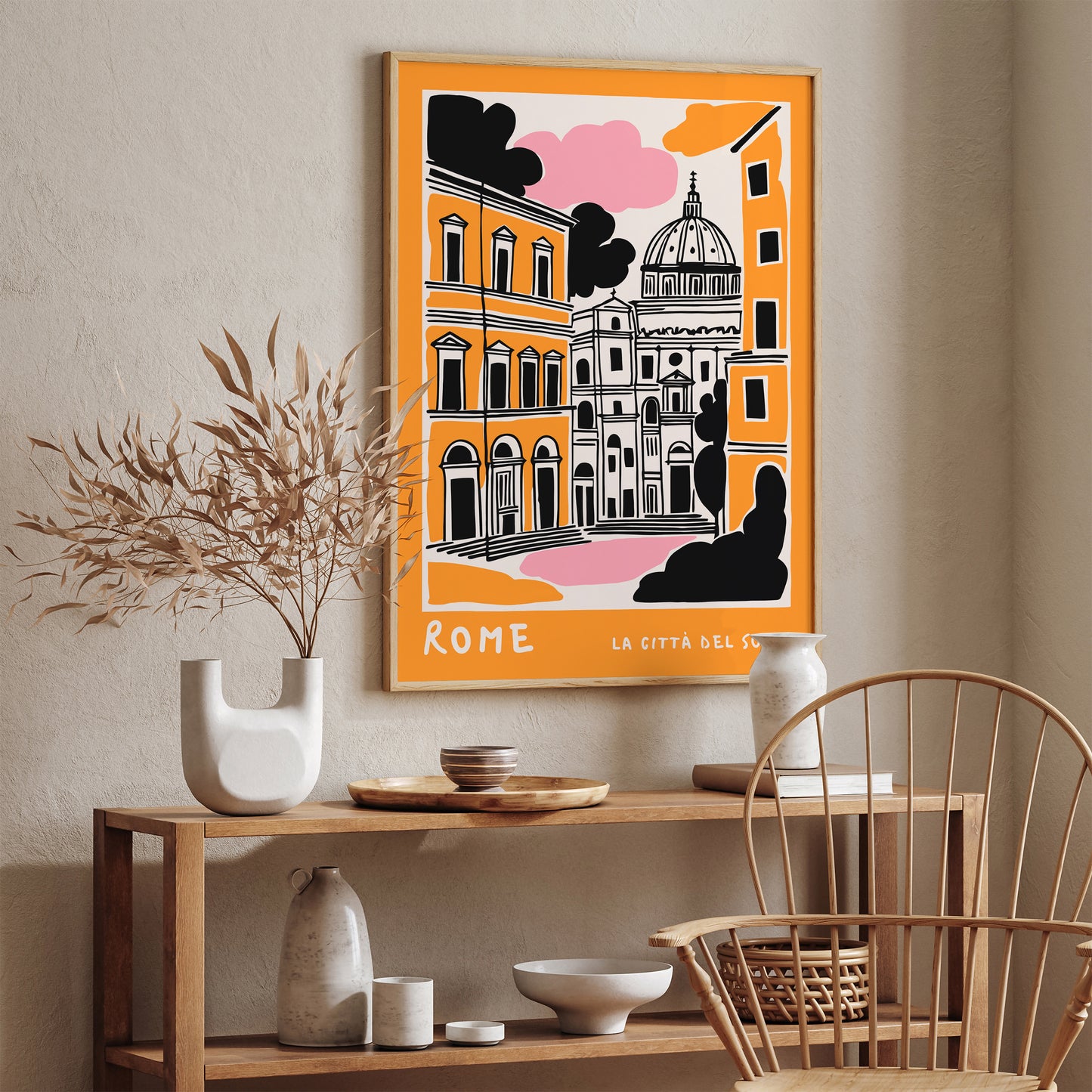 Rome Yellow Handdrawn Style Art Print