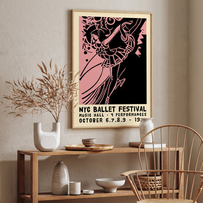 Vintage Ballet NYC Poster - 1992 Pink