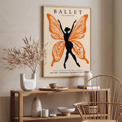Ballet Poster with Orange Butterfly Dancer