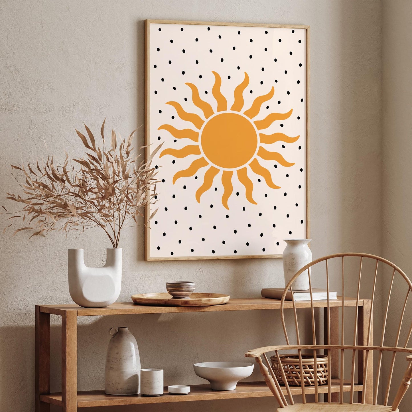 Yellow Sun Poster -Mid Century Modern Design