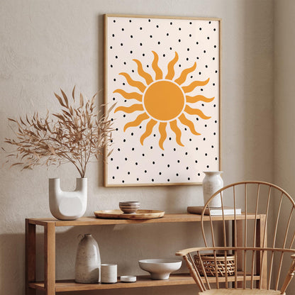 Yellow Sun Poster -Mid Century Modern Design