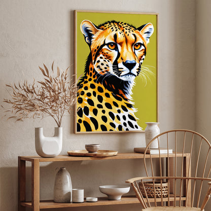 Wild Cheetah Green Background Poster