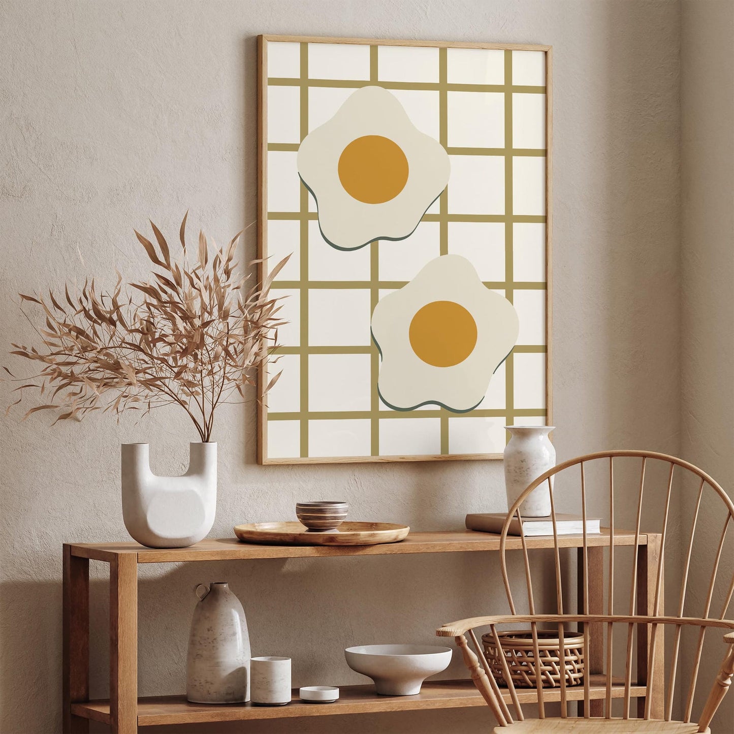Fired Eggs Poster - Scandinavian Style Kitchen Wall Decor