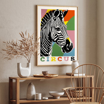 Retro Circus Zebra Colorful Poster