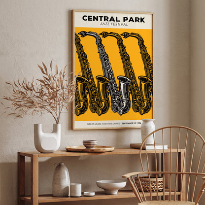 Central Park Jazz Festival Saxophones Poster