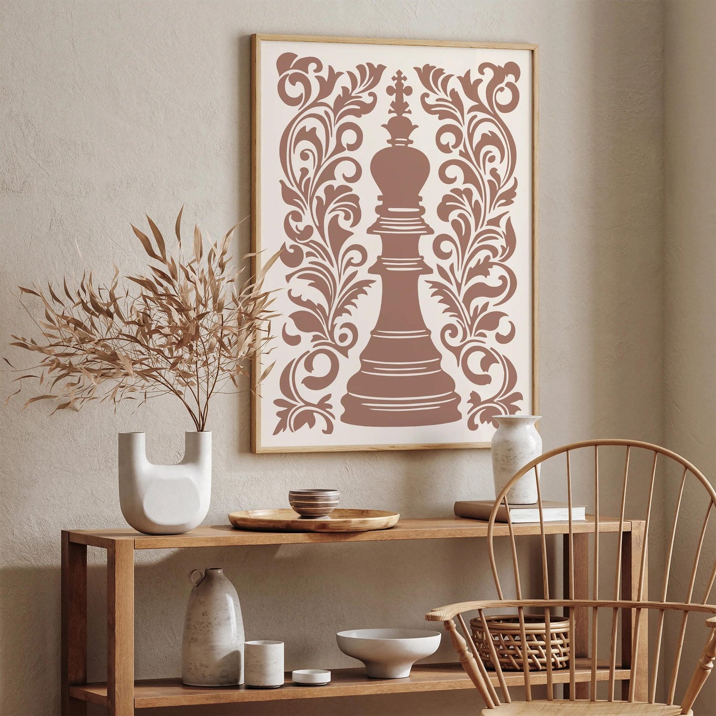 Mocha Mousse Chess Wall Art Print