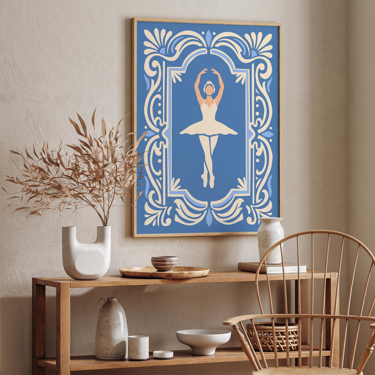 Swan Lake Ballet Poster – Blue Ballerina Art