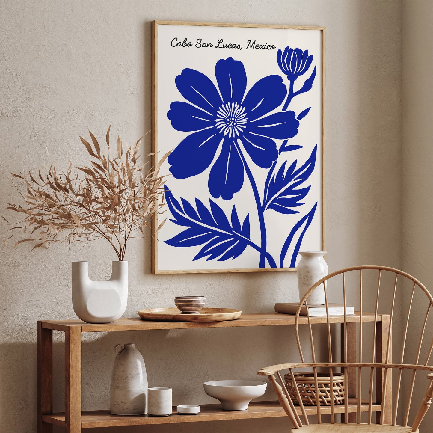 Cabo San Lucas Print - Tropical Blue Flower Decor