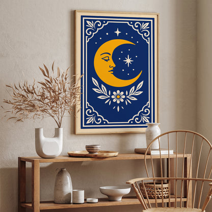 Yellow Moon Art Print - Mystical Wall Art Poster
