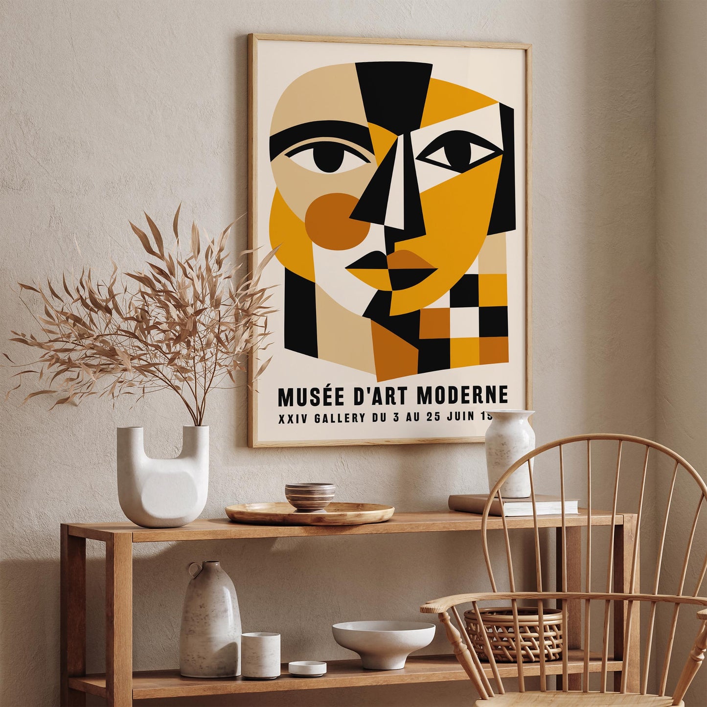 Mid-Century Modern Cubism Art Print – 1957 Exhibition Poster