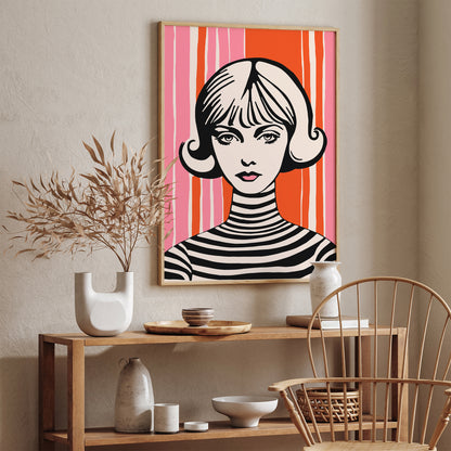 Cute Girl Portrait Retro Print