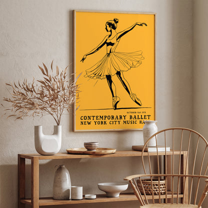 NYC Ballet Vintage Yellow Poster