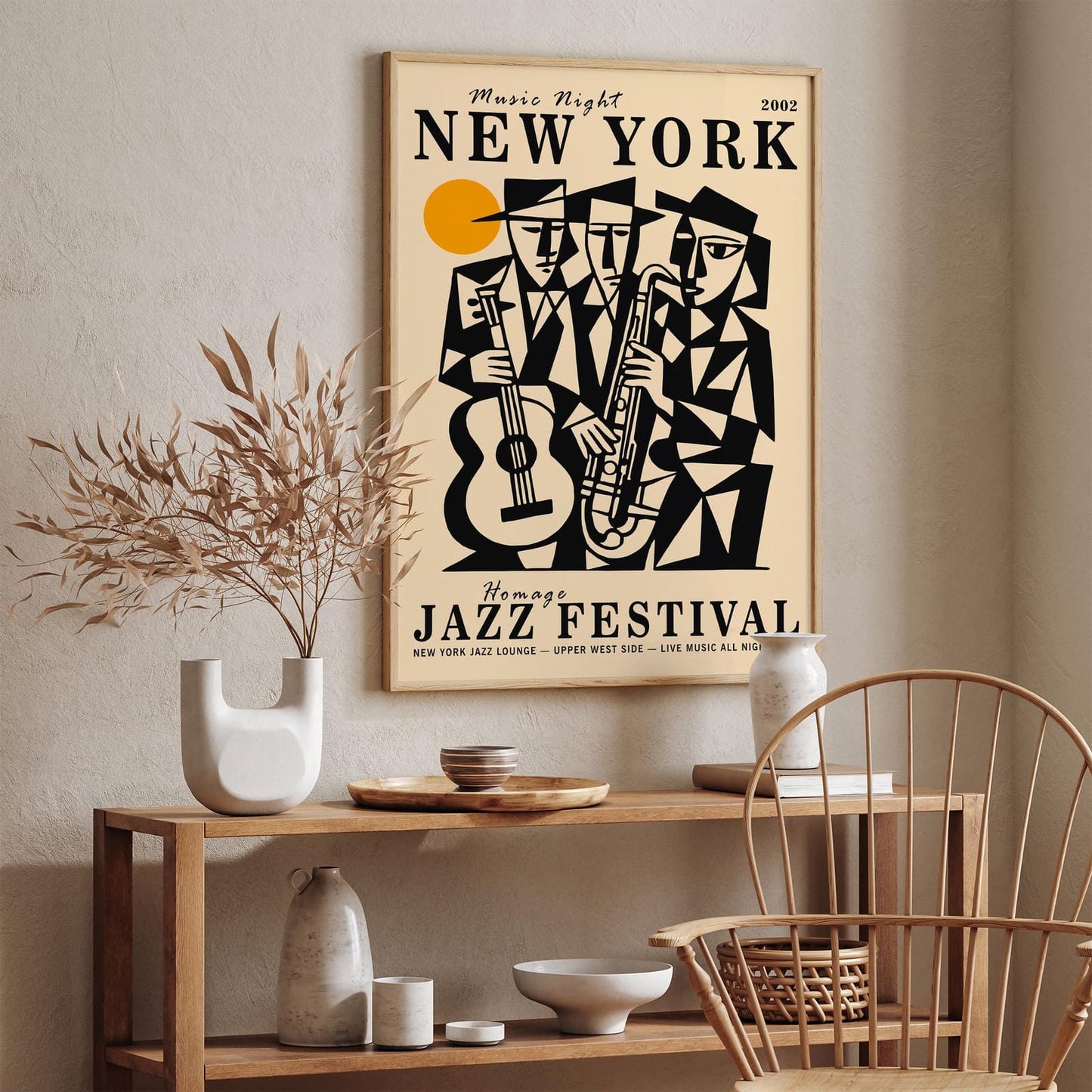 Jazz Night New York City Cubist Poster Art Print