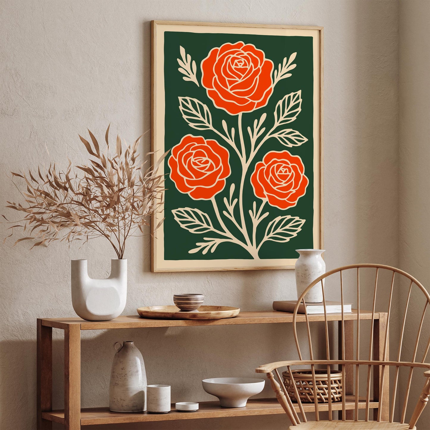 Retro Flower Art Print - Modern Botanical Wall Decor