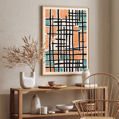 Mid Century Geometric Abstract Poster 2024