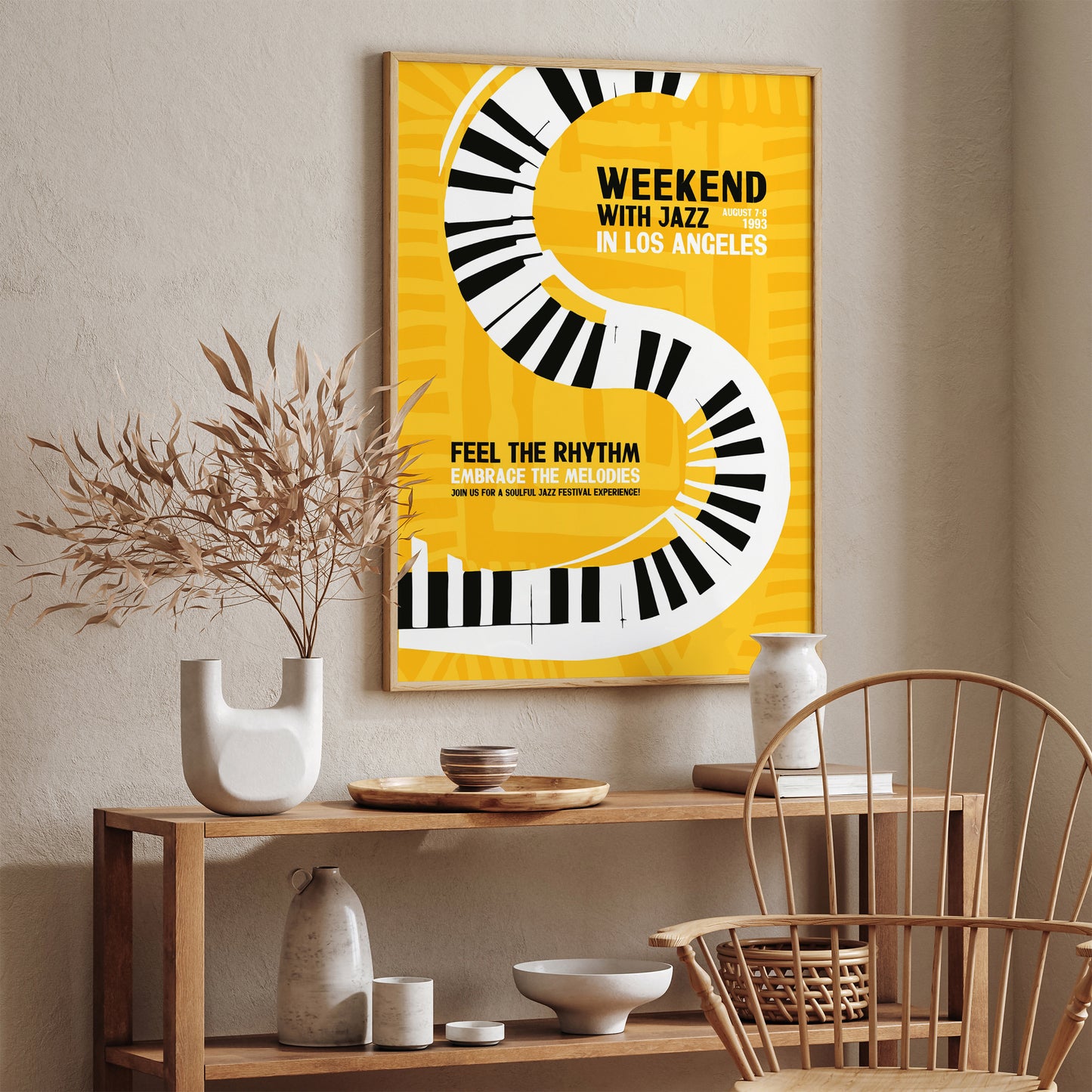 Weekend with Jazz in LA Yellow Art Print