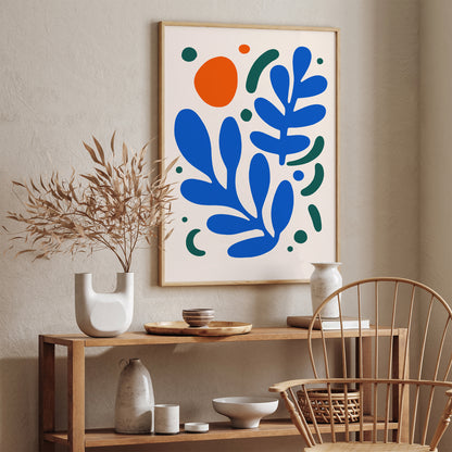 Two Blue Leaf Cut Outs Poster