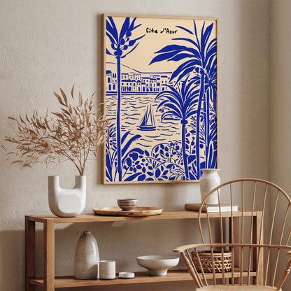 Cote d Azur French Riviera Blue Poster 2025