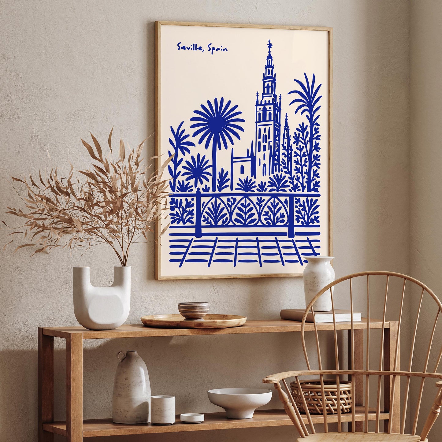 Seville, Spain Blue Travel Poster