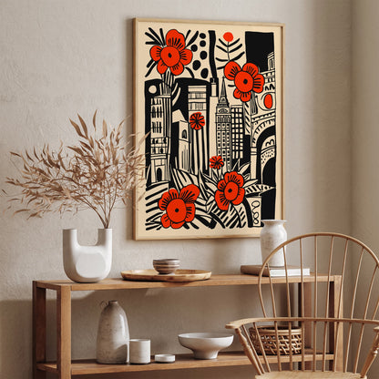 Retro Red London Cityscape Poster