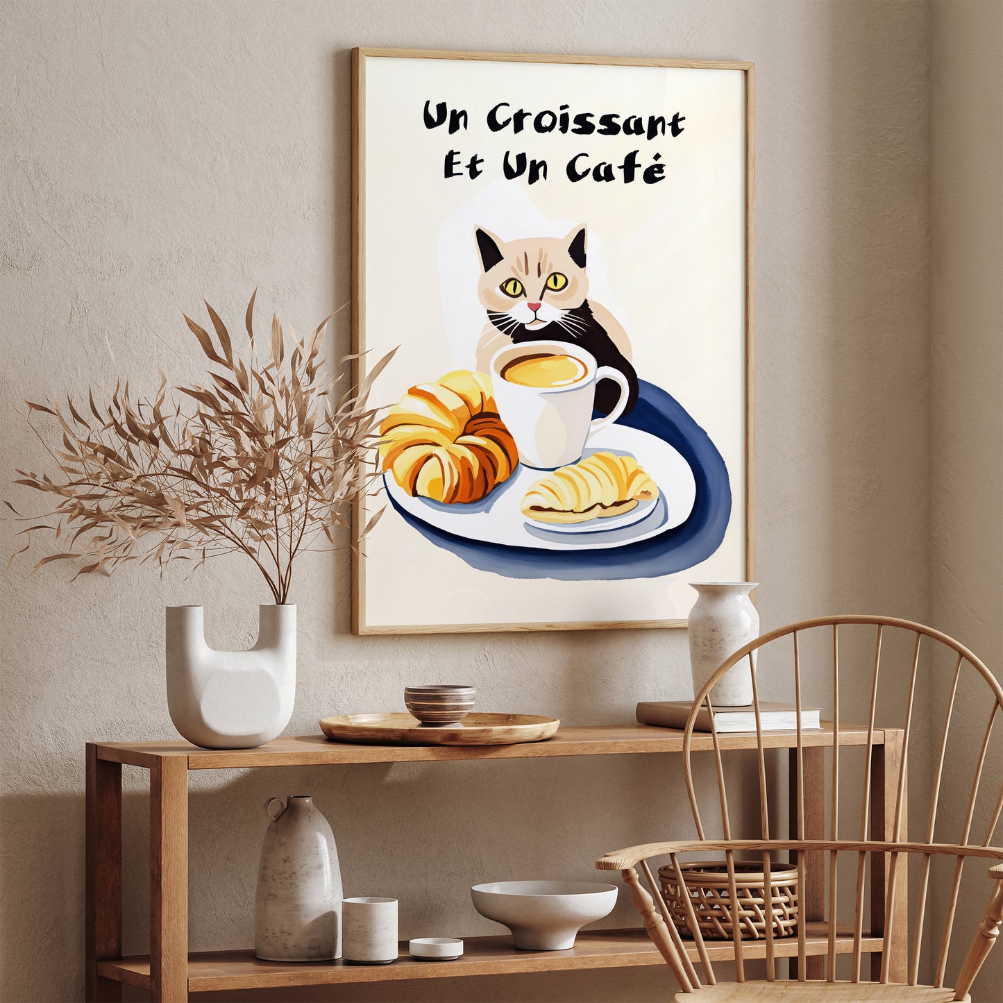 Cute French Cat & Coffee Poster