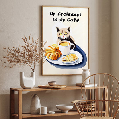 Cute French Cat & Coffee Poster