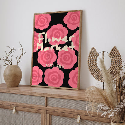 Portland Flower Matket, Pink Roses Art Print