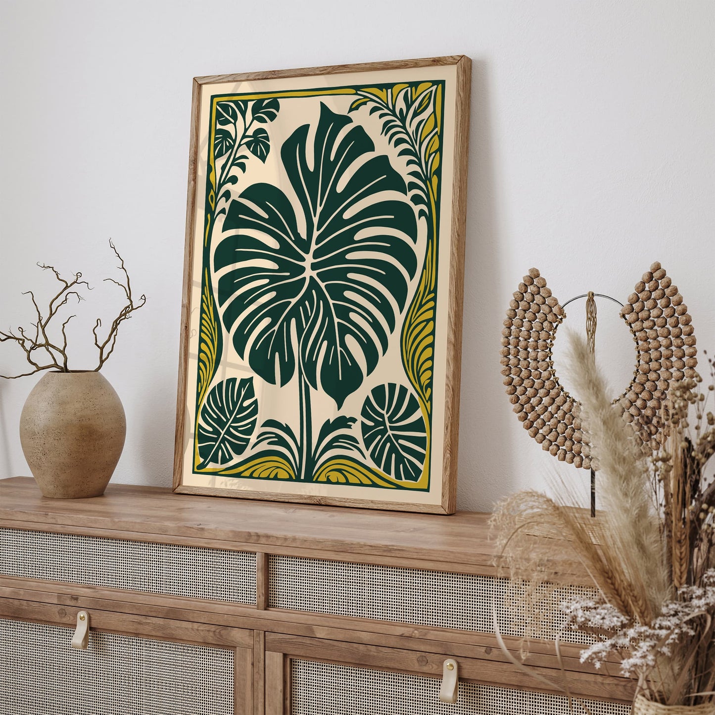 Green Big Rococo Monstera Leaf Poster