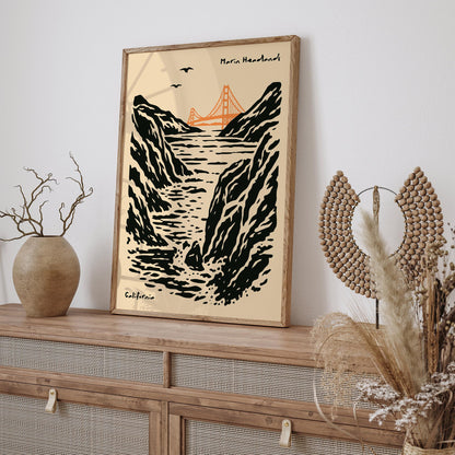Marin Headlands Cliff California Poster
