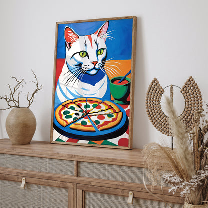 Cat Pizza Lover Kitchen Art Print