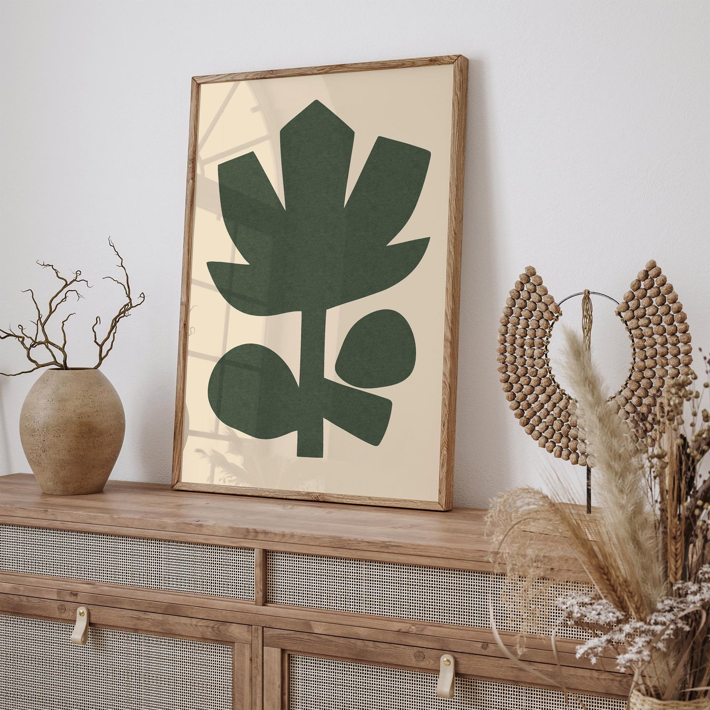 Green Cut Out Abstract Flower Poster