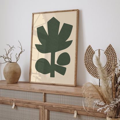 Green Cut Out Abstract Flower Poster
