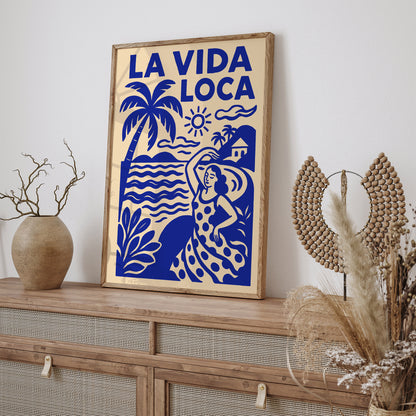 La Vida Loca Poster – Blue Tropical Wall Art