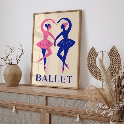 Ballet Poster Two Dancers in Heart Shape Print