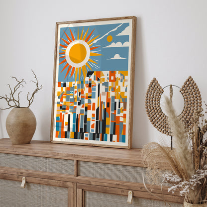 Mid-Century Modern Sun Collage Poster