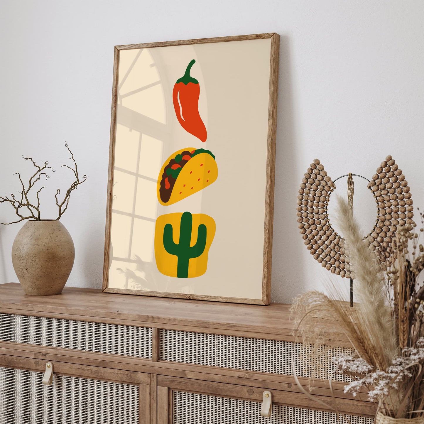 Minimalist Mexican Food Illustration for Kitchen Wall Decor