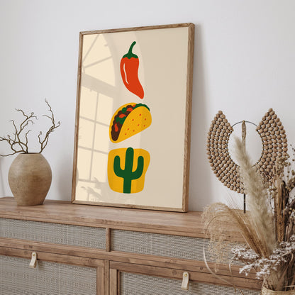 Minimalist Mexican Food Illustration for Kitchen Wall Decor