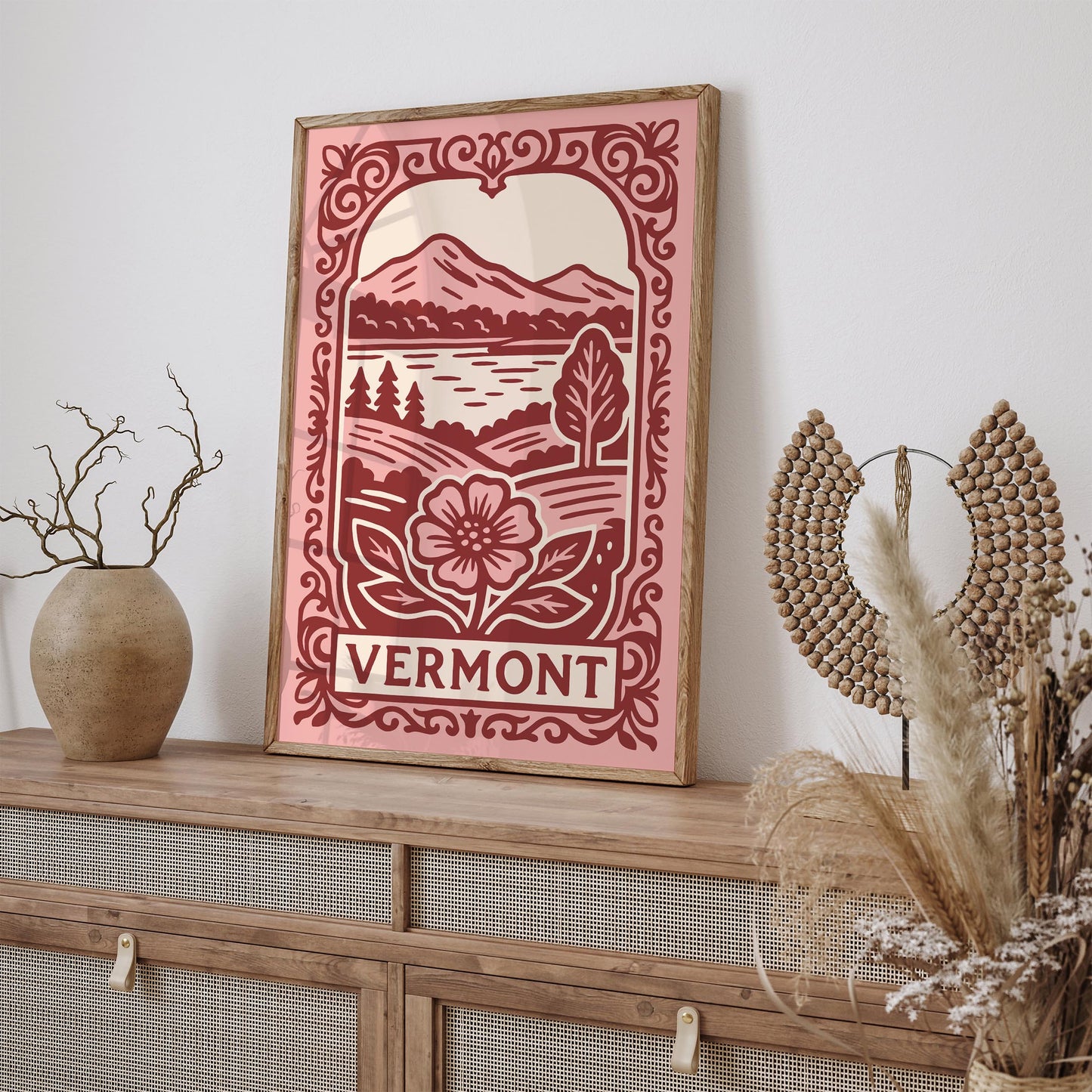 Vermont Pink Travel Poster 2026