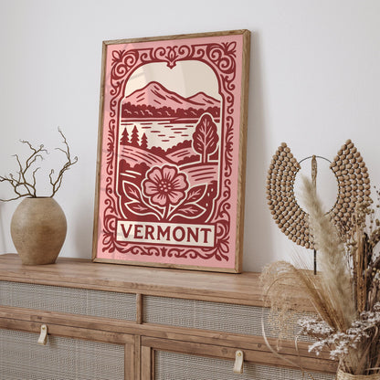 Vermont Pink Travel Poster 2026