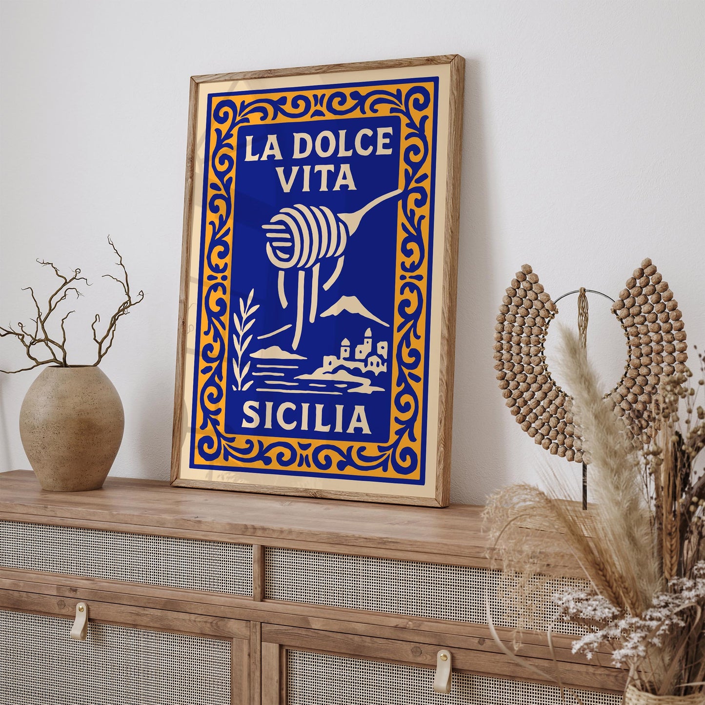 La Dolce Vita Sicilia Poster - Spaghetti Wall Art Print