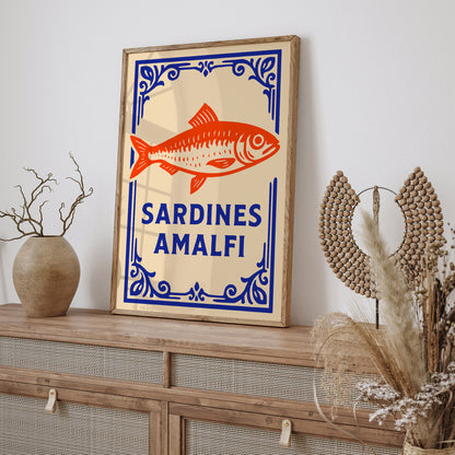Sardines Amalfi Poster – Italian Coastal Kitchen Wall Art