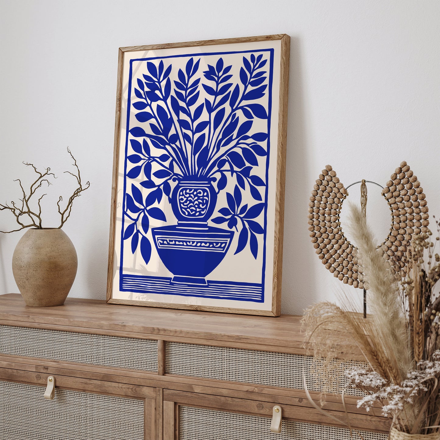 Blue Plant Bathroom Wall Art