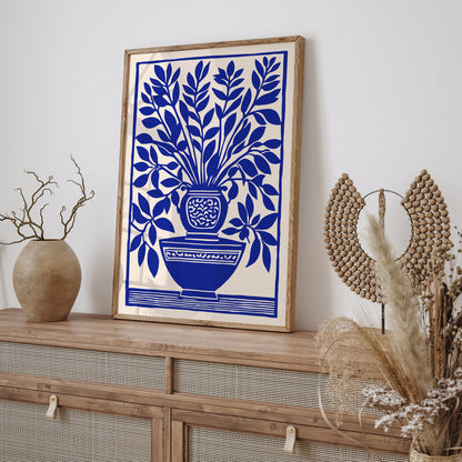 Blue Plant Bathroom Wall Art