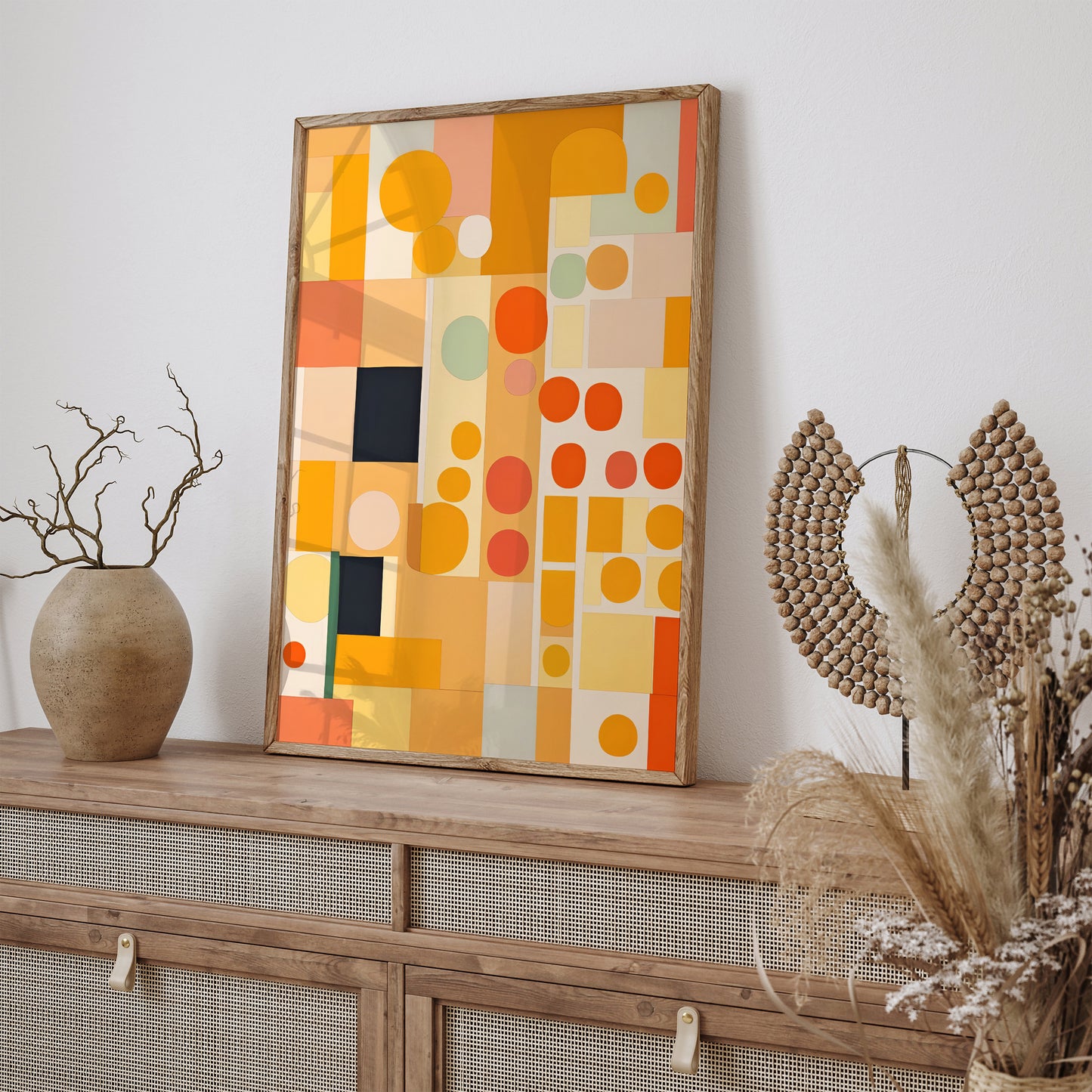 Warm Yellow Mid-Century Abstract Print