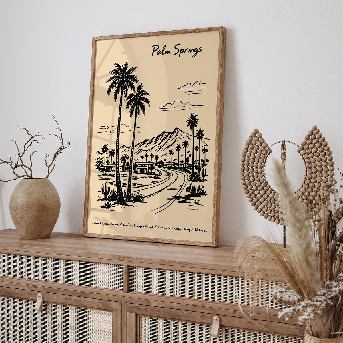Palm Springs California Cityscape Travel Poster