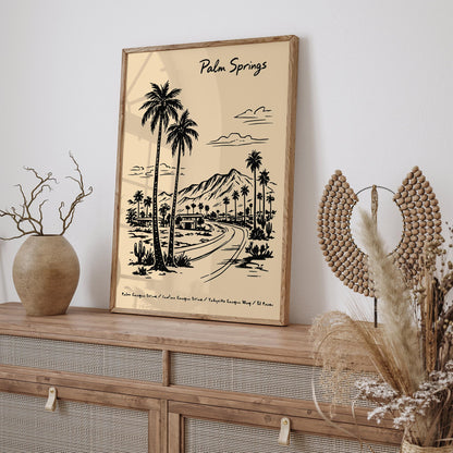 Palm Springs California Cityscape Travel Poster